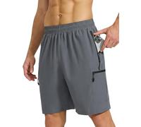 ZENGVEE Men Hiking Cargo Shorts Water Resistant Walking Shorts with 5 Zipper Pockets Lightweight Quick Dry for Outdoor Sport Gym Work Athletic Travel Casual Running（D3090-Light Gray-L）