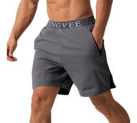 ZENGVEE Mens Gym Running Shorts Athletic 1 Pack Sport Sweat Shorts for Men with Zip Pockets Summer Football Workout Training Quick Dry Lightweight -D3000-1-Gray-XL