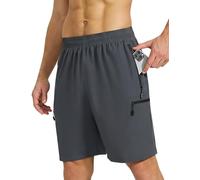 ZENGVEE Men's Running Gym Sports Training Shorts with Zip Pockets Quick Dry Hiking Cargo Shorts for Outdoor Sport Lightweight Breathable Water Resistant Travel Casual（D3090-Dark Gray-M）