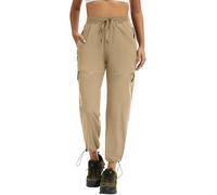 ZENGVEE Women Walking Cargo Trousers with 5 Pockets Lightweight Quick Dry Ladies Hiking Joggers Pants for Athletic Workout Travel Casual Outdoor A-UK-C9320-Khaki-XL