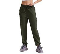 ZENGVEE Womens Walking Trousers Waterproof Lightweight Ladies Cargo Pants for Safari Travel Work Casual Golf Zip Pockets -C9330-Green-S