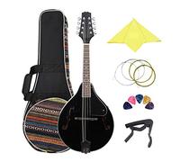 ZENGXUE Black Basswood 8 String Guitar A Style Acoustic Mandolin Beginners Adults Musical Instrument Gift With Bag Picks Capo Mandolin Musical Instrument