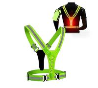 ZenHOMES Fluorescent Green Rechargeable Reflective Posture Corrector Vest - 360° High Visibility, USB-C LED Lights & Waterproof Arm Phone Bag for Night Running, Cycling & Outdoor Sports