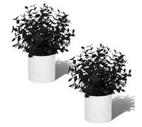 ZENIDA 2 Pack Halloween Artificial Plants in Pots, Black Fake Eucalyptus Plants for Spooky Home Décor, Desk, Shelf, Office, Bathroom & Coffee Table Decoration