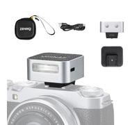 ZENIKO ZF08 Camera Flash - 440 Full Power Flashes/GN16/Type-C Charge/470mAh/3s Recycle Time/5 Power Levels/Mini Flash Compatible with Sony ZV-E10 ZV1 a7CII a7IV Ricoh GR III Fuji XM5 Canon R8 (Silver)