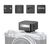 Zeniko ZF08 Mini Aluminum Flash Speedlite, CCT 6500K±200K Camera Flash Light for Canon, Nikon,Sony, Fuji, Leica and Other SLR Cameras with Single Contact Hot Shoe (Black)