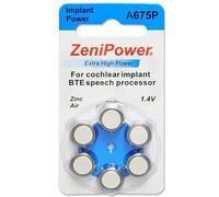 ZeniPower Extra High Power Cochlear Implant BTE Speech Processor Batteries Zinc Air 1.4V Size 675P, 675CI, Implant Plus (180 Batteries)