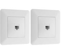 Zenitech - RJ45 CAT6 Network Socket - Flush-Mounted Compatible - Compact Motor with Single Cable Passage - Modern Design with Adjustable Bezel - White - 86x86 mm (Pack of 2)