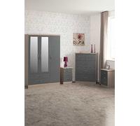 Zenith 3 Door 2 Drawer Wardrobe Bedroom Set Grey
