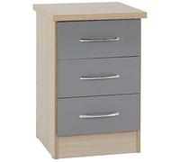 Zenith 3 Drawer Bedside Cabinet Grey