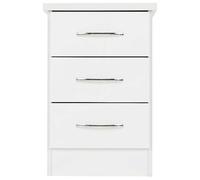 Seconique Nevada 3 Drawer Bedside In White Gloss