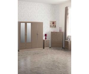 Zenith 4 Door 2 Drawer Wardrobe Bedroom Set Oyster