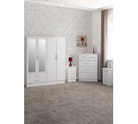Zenith 4 Door 2 Drawer Wardrobe Bedroom Set White