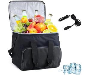 Zenith Bloom 15L Portable Electric Cooler Bag - 12V DC Car Cooler/Warmer 2-in-1, Leak-Proof Energy-Saving Cool Box with Shoulder Strap/Storage Pocket for Camping, Travel, Picnic, RV & Truck