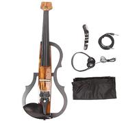 ZenithAur 4/4 Electric Violin Dark Colored Wood Grain Carbon Fiber Full Size Silent Electric Violin for Beginners Performance