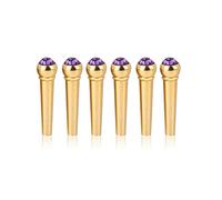 ZenithAur Acoustic Guitar Bridge Pins, 6Pcs Brass Made Bridge Pins with Colorful Crystal Glass Dot for Music Instruments (Purple)