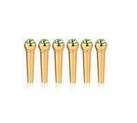 ZenithAur Acoustic Guitar Bridge Pins, 6Pcs Brass Made Bridge Pins with Colorful Crystal Glass Dot for Music Instruments (Green)