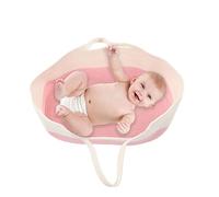 ZenithAur Baby Moses Basket Baby Sleeping Basket, Foldable Portable Cotton Rope Nest Bed with Mattress Pad for Living Room, Bedroom, Nursery Usage (Pink)