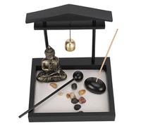 ZenithAur Buddha Statue Desktop centerpiece for your Office Desk Zen Kit, a complete set with Incense Holder Sand tray and accessories for mindfulness and relaxation (1906)