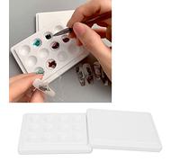 ZenithAur Ceramic Paint Palette, Pure White Porcelain with Cover, Suitable for Artists and Indoor Use