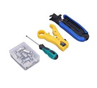 ZenithAur Coax Cable Crimper Kit with Adjustable Coaxial Compression Tool for RG59 RG6 RG11 F Connectors Includes Wire Stripper for Network Cable Installation