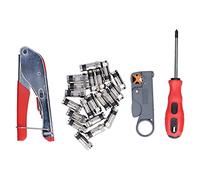 ZenithAur Coaxial Compression Tool Kit with Adjustable Crimper and Wire Stripper for RG59 / RG6 Cable, Includes 20 F Connectors for TV Audio Video Fields