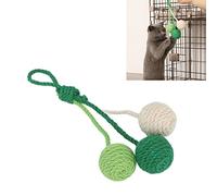 ZenithAur Colorful Hanging Cat Sisal Ball with Hanging Loop for Indoor Cats' Solo Play, an Interactive Cat Toy for Boredom Relief and Chewable Jute Design (Green White)
