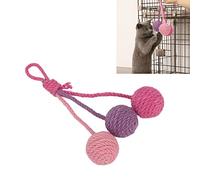 ZenithAur Colorful Hanging Cat Sisal Ball with Hanging Loop for Indoor Cats' Solo Play, an Interactive Cat Toy for Boredom Relief and Chewable Jute Design (Pink Rose Purple)