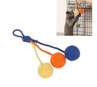 ZenithAur Colorful Hanging Cat Sisal Ball with Hanging Loop for Indoor Cats' Solo Play, an Interactive Cat Toy for Boredom Relief and Chewable Jute Design (Red Yellow Blue)