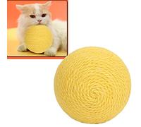 ZenithAur Durable Sisal Cat Scratching Ball with Engaging Shaking Sound for Solo Play and Claw Grinding, Reduces Furniture Damage, 10cm Natural Sisal Construction (Yellow)