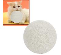 ZenithAur Durable Sisal Cat Scratching Ball with Engaging Shaking Sound for Solo Play and Claw Grinding, Reduces Furniture Damage, 10cm Natural Sisal Construction (White)
