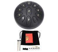 ZenithAur Ethereal 11 Tones Steel Tongue Drum with Stand and Finger Picks for Zen Gardens and Patios, a Mini Percussion Instrument for Relaxation, 6 Inch Round Design (Black)