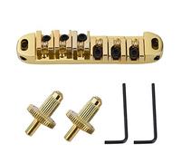 ZenithAur Guitar Roller Bridge Tune O Matic Roller Bridge Replacement Part for 6 String Electric Guitars LP Style Guitar Bridge Improves Tuning Stability (Gold)