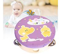 ZenithAur Handheld Tambourine for musical education, a 6 inch wooden instrument with metal jingles, the ideal Kids Adults Tambourine for parties and song accompaniment (Duck)