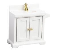 ZenithAur Lifelike Dollhouse Sink Cabinet with Opening Double Doors for 1/16 Scale Dollhouse Bathroom Adds Realistic Detail, Birch Wood Miniature Dollhouse Furniture (White)