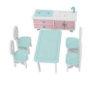 ZenithAur Miniature Dollhouse Furniture with Stove and Dining Set for Interactive Play, a Furniture Toy Promoting Cognitive Skills, Beech Wood Design