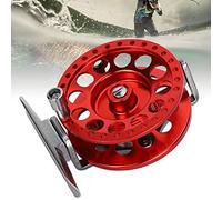 ZenithAur Precision Fly Fishing Reel with Perforated Spool for Ice Fishing, Enables Lightweight Handling and Smooth Line Release, Full Metal Body with Adjustable Drag (red right hand)
