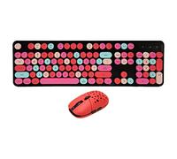 ZenithAur Retro Punk Keyboard and Mouse Set with 2.4G Receiver featuring a 3 DPI Adjustable Gaming Mouse and Full 104 Key Layout for Laptops and Desktops (Mixed Color Red)