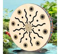 ZenithAur Sea Drum 8in Ethnic Percussion Instrument with Colorful Braided Edge for Musical Classrooms and Parties, Creates Soothing Ocean Sounds, Maple Wood Hand Drum