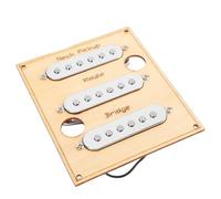 ZenithAur Single Coil Pickup Set with Alnico 5 Magnets and Staggered Pole Pieces, 48mm / 50mm / 52mm Pole Spacing Neck Middle Bridge Configuration for Electric Guitar Replacement (Silver)