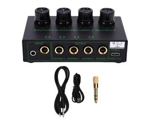 ZenithAur Stereo Headphone Amplifier with 4 Independent Output Channels, 100mw Output Power, and Individual Volume Knobs, USB Powered for Band Practice
