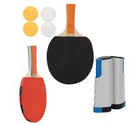 ZenithAur Table Tennis Set Portable Telescopic Net Rack Rackets Pong Balls Training Accessories (PT-260 white and blue grid set)