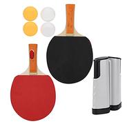 ZenithAur Table Tennis Set Portable Telescopic Net Rack Rackets Pong Balls Training Accessories (PT-260 white and black grid set)