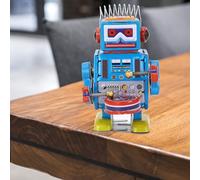 ZenithAur Vintage Robot Tin Toy with Drumming Action and Walking Motion for Adult Collection Decoration, a Nostalgic Collectible with Handmade Iron Construction