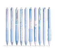 ZenithAura 10-Piece Blue Gel Ink Pens, Sweet Notes 0.5 Mm Fine Point Retractable 10-Piece Black Ink Ballpoint Pens for Writing, Journaling, School, Office, Blue.