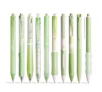 ZenithAura 10-Piece Green Gel Pen Set, Sweet Notes 0.5mm Fine Tip Retractable 10-Piece Black Ink Ballpoint Pens for Writing, Journaling, School, Office, Green