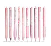 ZenithAura 10-Piece Set Pastel Gel Ink Pens, Sweet Notes 0.5 Mm Fine Point Retractable 10-Piece Black Ink Ballpoint Pens for Writing, Journaling, School, Office, Pink