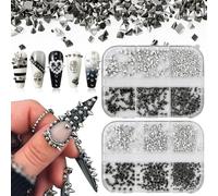 ZenithAura 12 Box Gothic Nail Charms Rivets, Mini Nail Spikes Punk Studs, Victorian Style & Halloween Manicure Nail Art Decorations, 3D Flat Metallic Spike