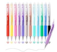 ZenithAura 12 Colors Erasable Gel Pens, Fine Tip 0.7mm Colored Erasable Ballpoint Pens, Makes Mistakes Disappear, Sorted Ink Colors for Drawing, Writing, Planning, and (P