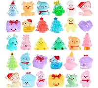 ZenithAura 40 Pieces Mini Christmas Figures Glowing, 40 Different Christmas Resin Miniatures, Glow in The Dark Small Figures, For Hiding, Mini Snowman Figures for Party B